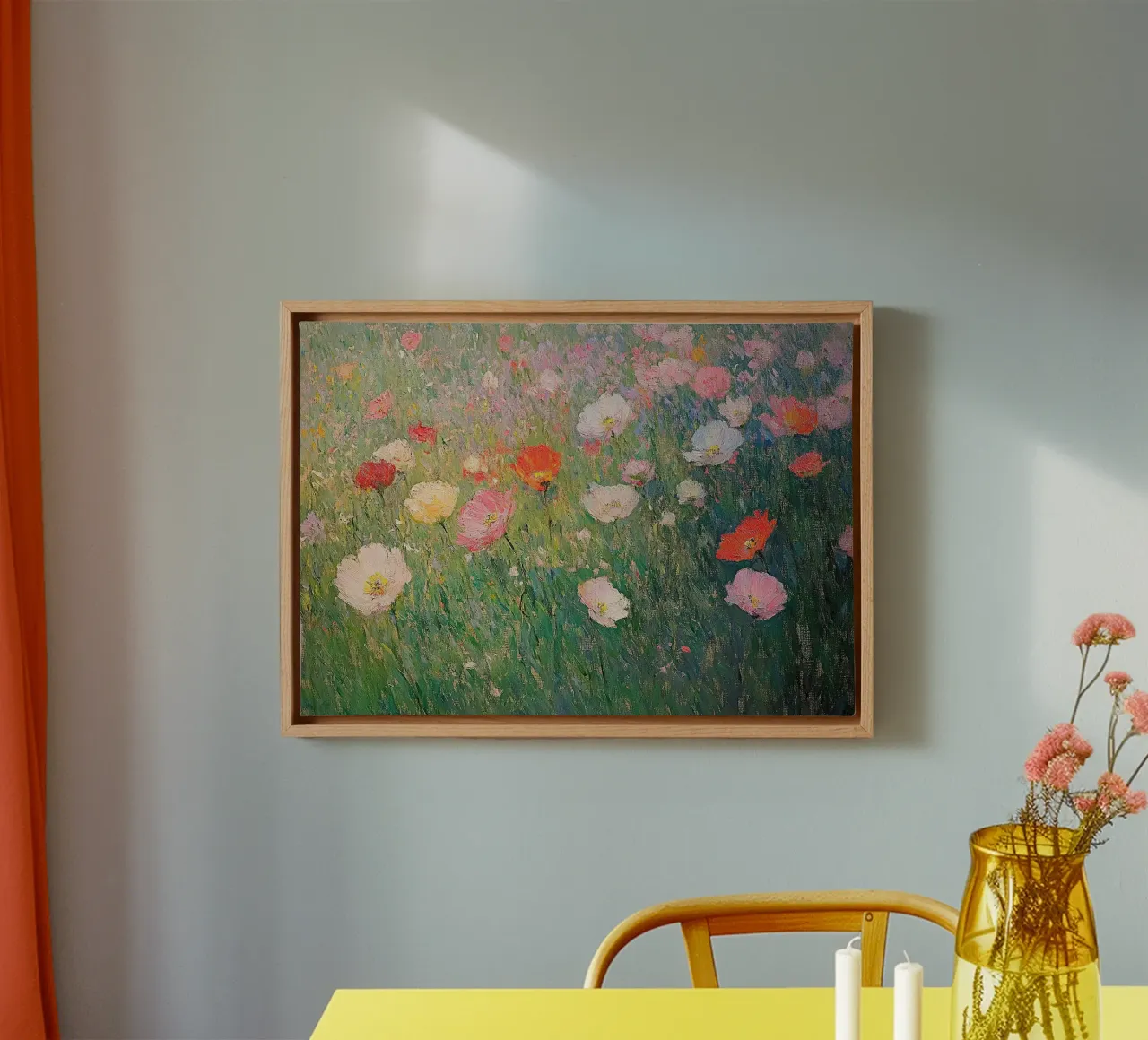 Bloemenweide Impressionisme Olie Bloemen canvas met Baklijst van Euphoria Theresa