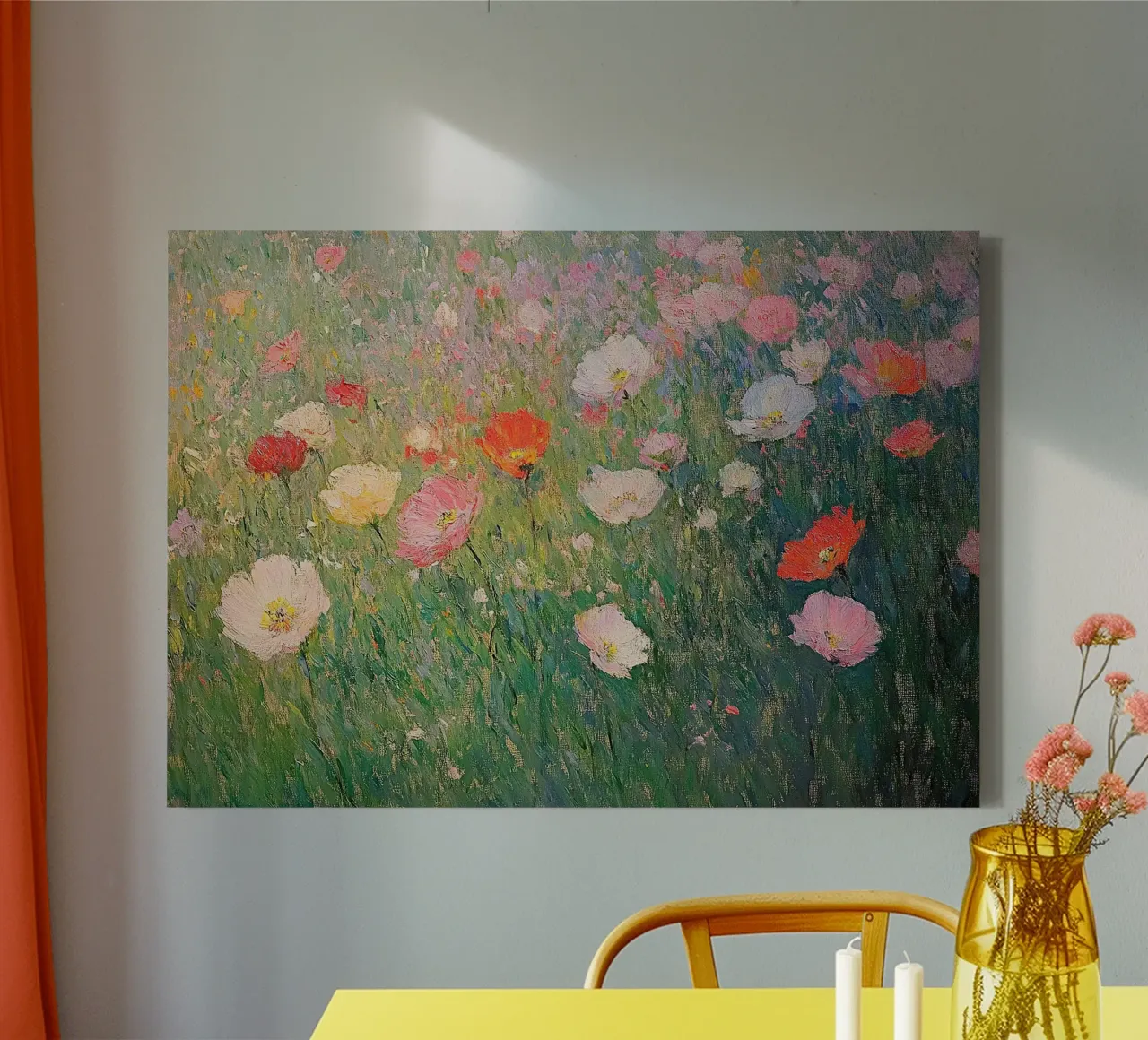 Bloemenweide Impressionisme Olie Bloemen canvas met Baklijst van Euphoria Theresa