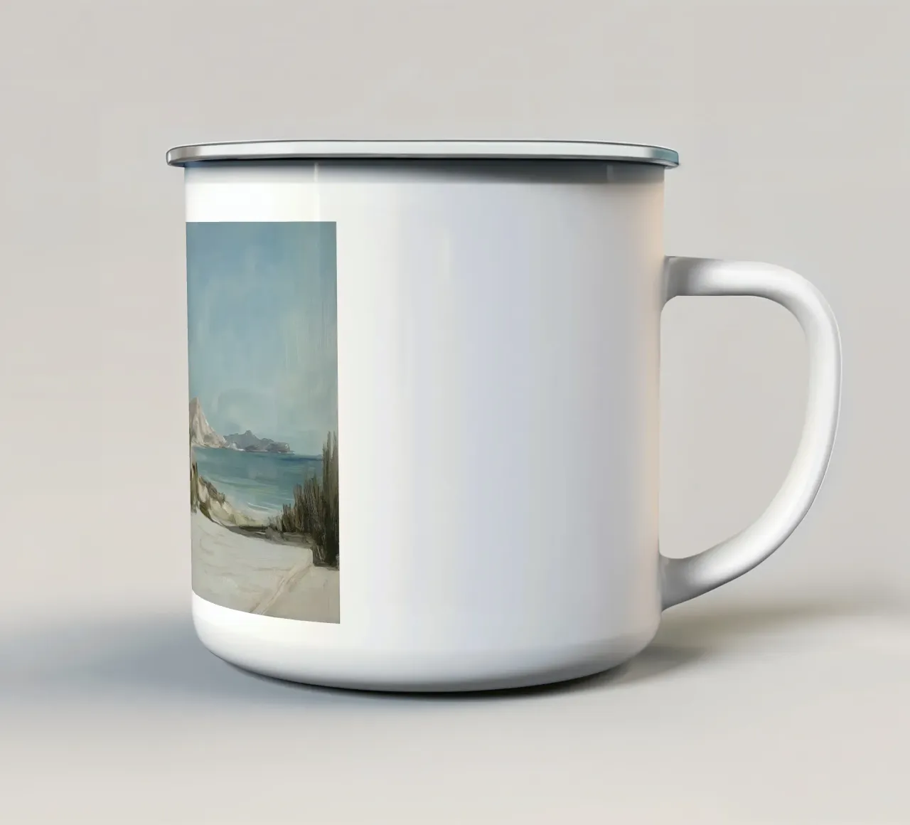 Una giornata al mare tazza in smalto da Carinaprint