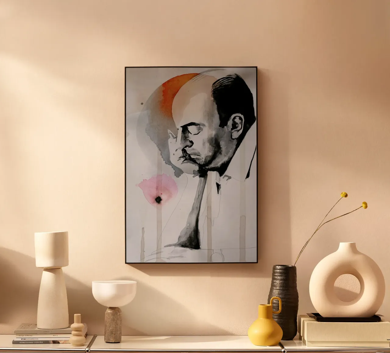 Pablo Neruda acryl van David Diehl