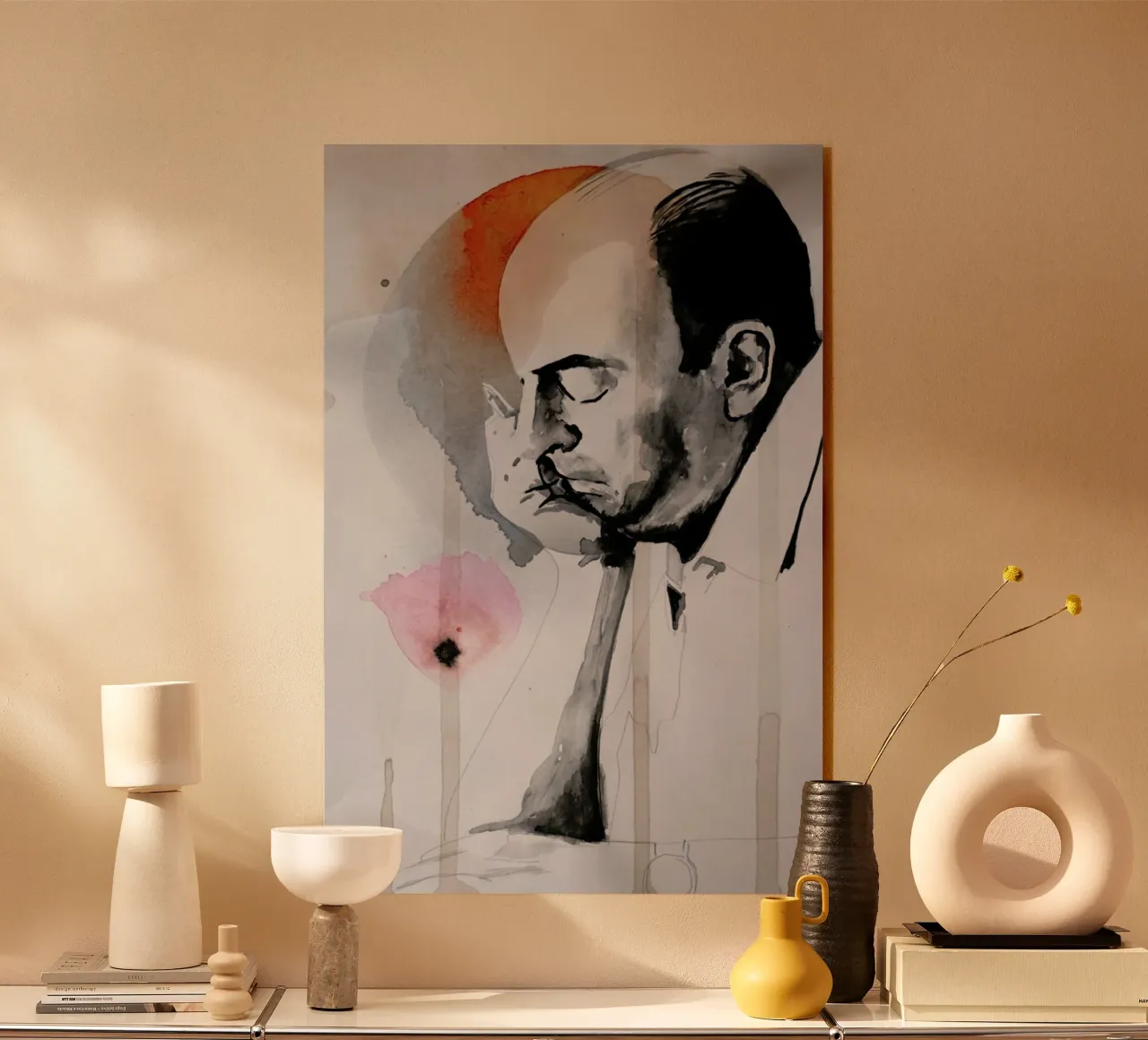 Pablo Neruda acryl van David Diehl