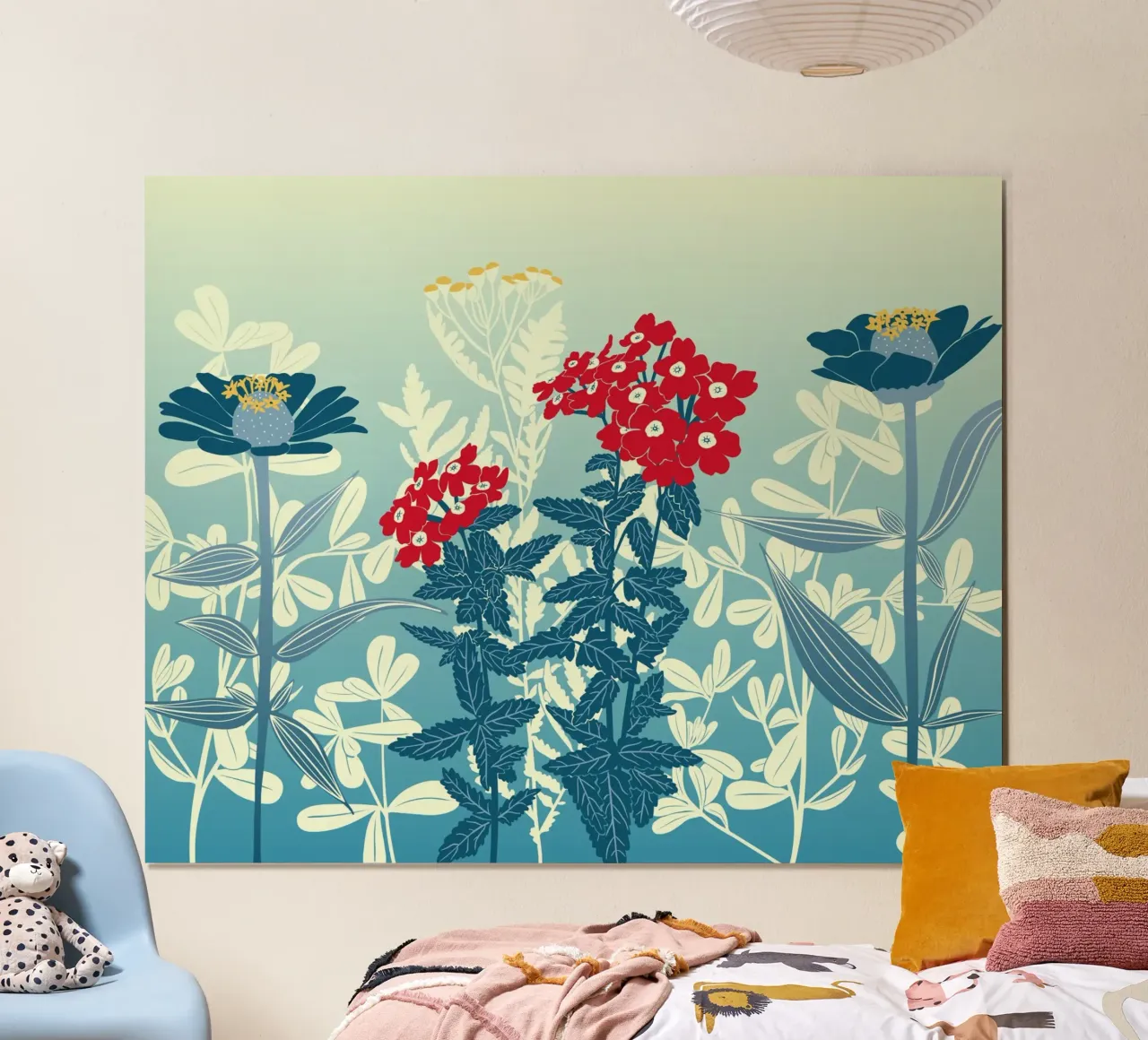 Sbocciano fiori stravaganti poster con telaio in plastica da nicigabrieldesigns
