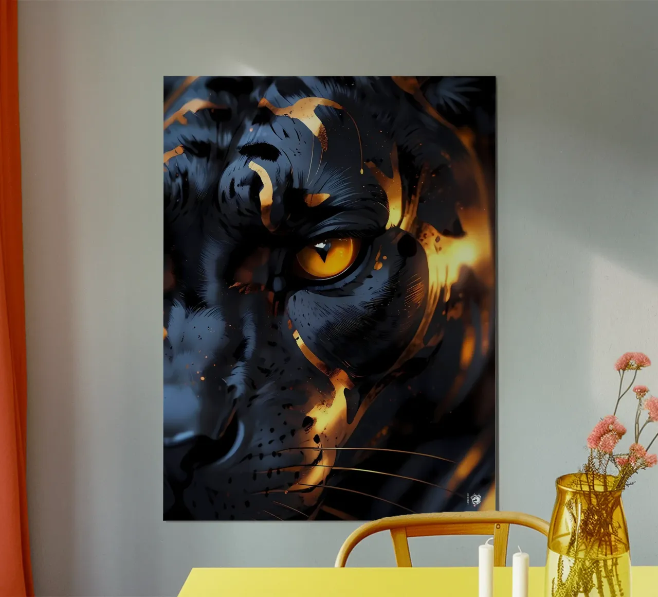Pantera d'oro nero poster con telaio in legno da LM2KONE