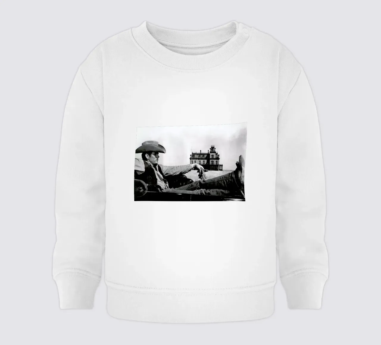 James Dean in 'Giant' felpa neonato da Gallery Print and Art Limited