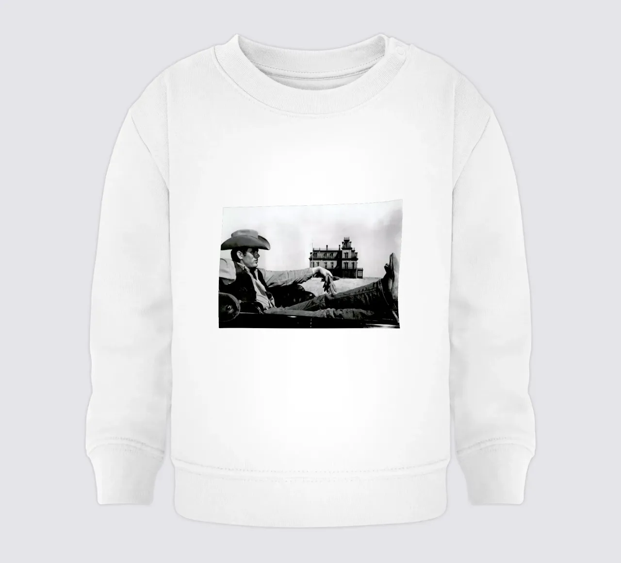 James Dean in 'Giant' felpa neonato da Gallery Print and Art Limited