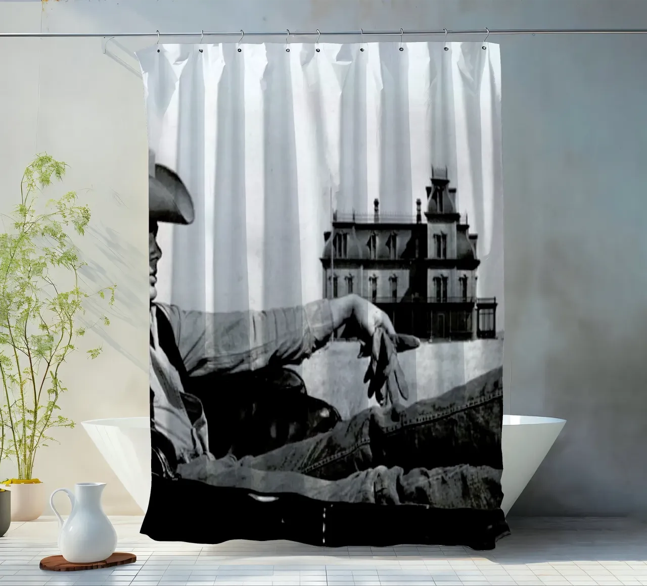 James Dean in 'Giant' tenda da doccia da Gallery Print and Art Limited