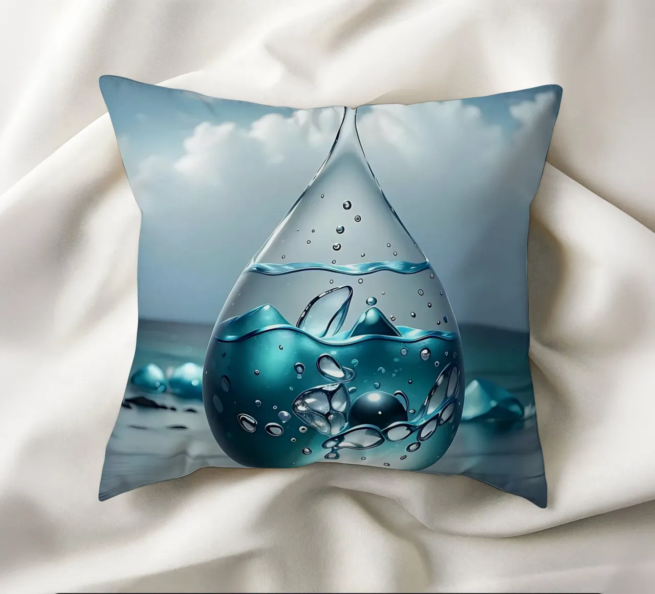 Mare Zen a gocce d'acqua cuscino da LM2KONE