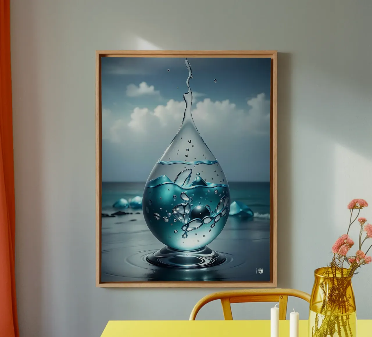 Zen Water Drop Sea canvas with Floater frame by LM2KONE
