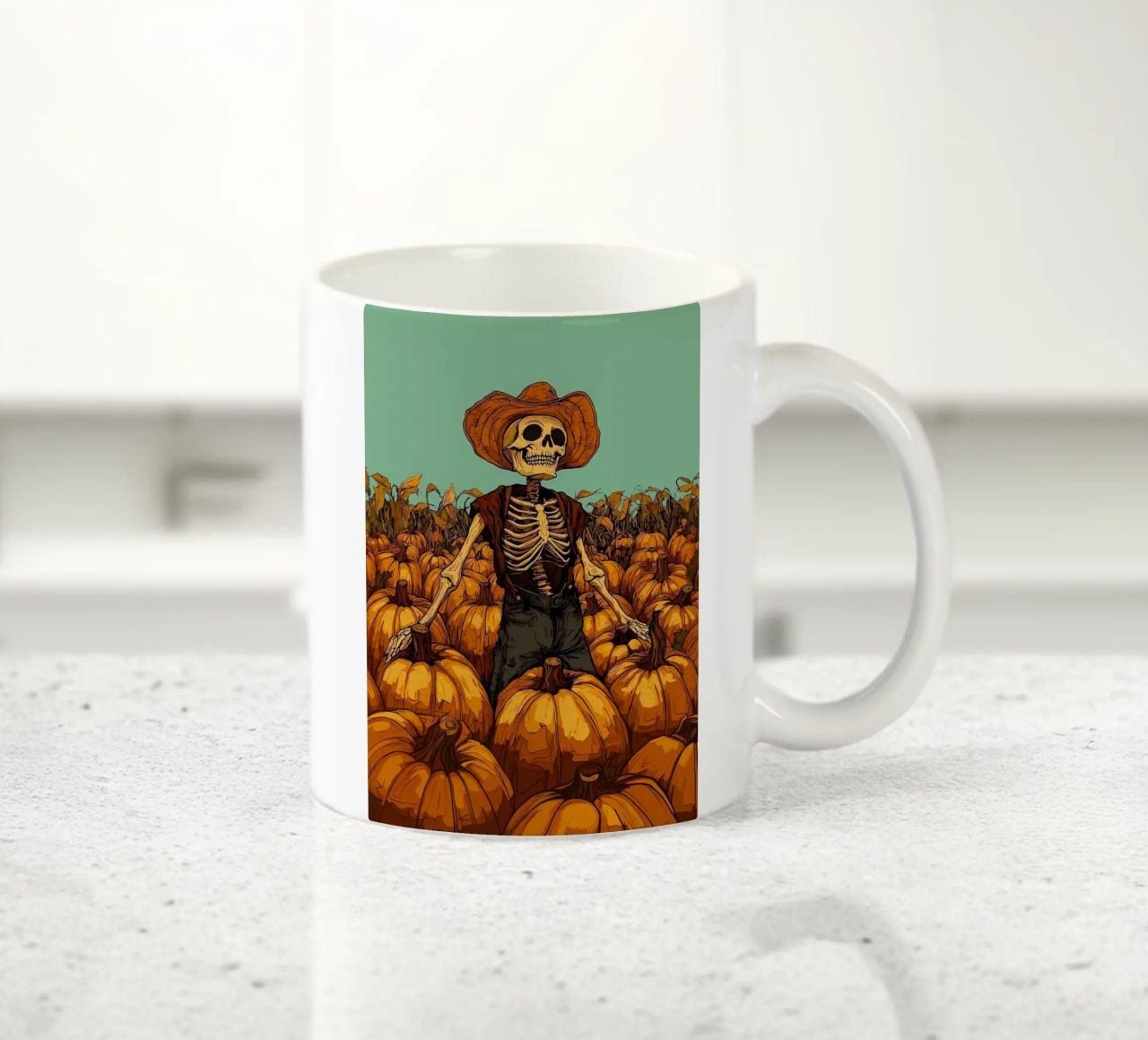 Scheletro contadino di zucca tazza in ceramica da Caeson