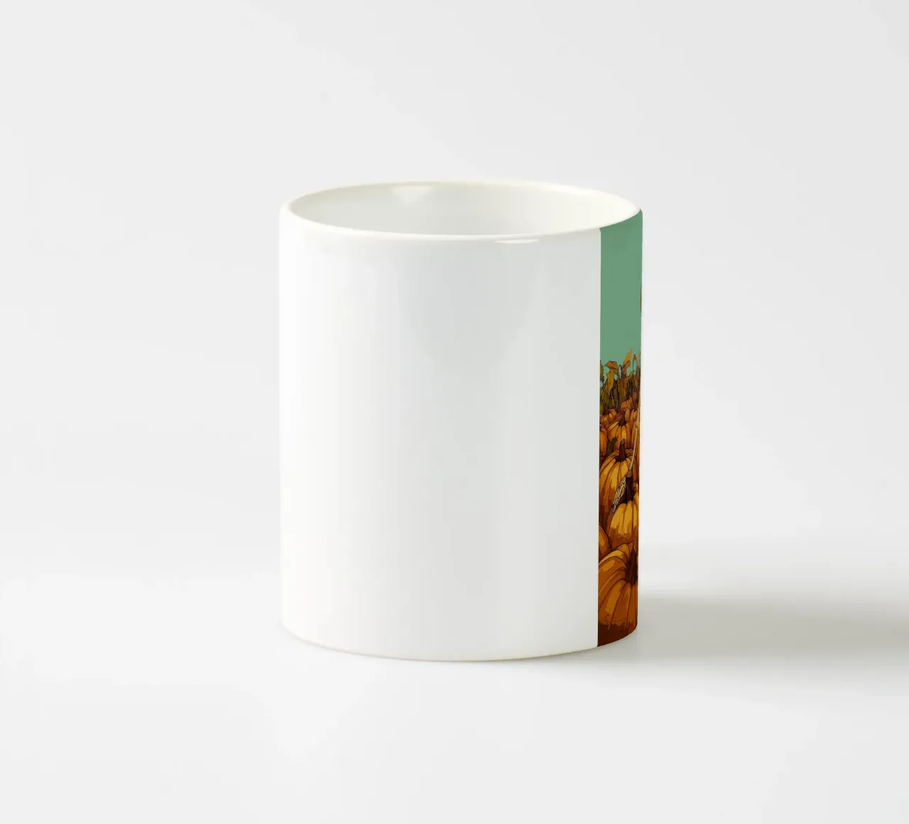 Skeleton Pumpkin Farmer ceramic mug by Caeson