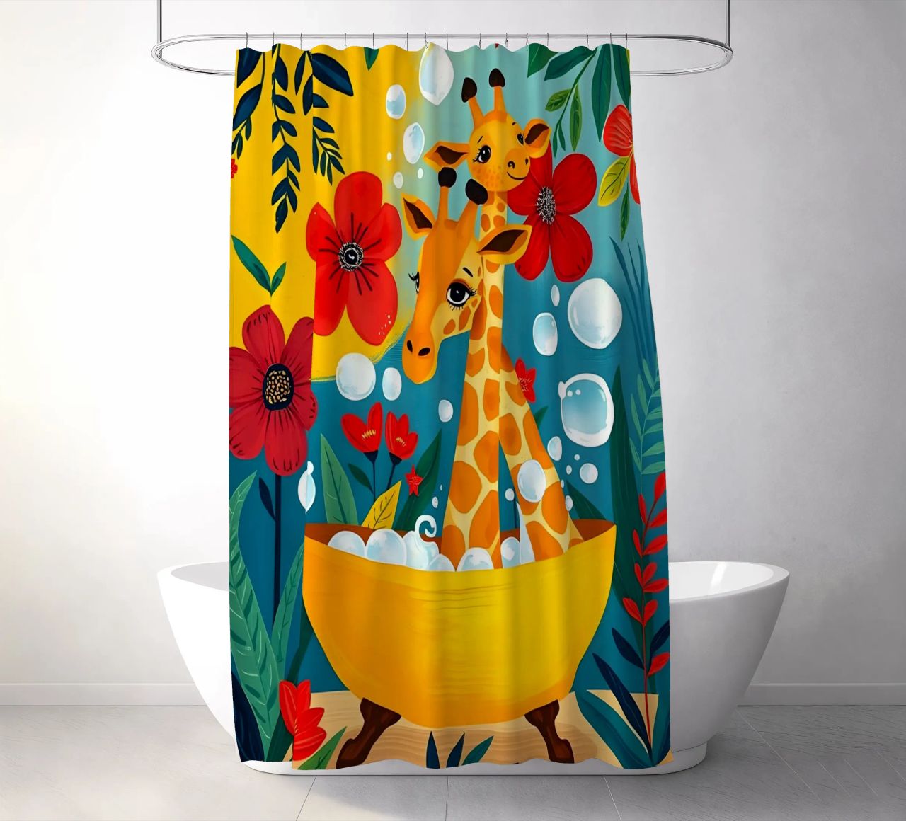 JIRAFAS EN LA BAÑERA cortina de baño de ARTOMATIC