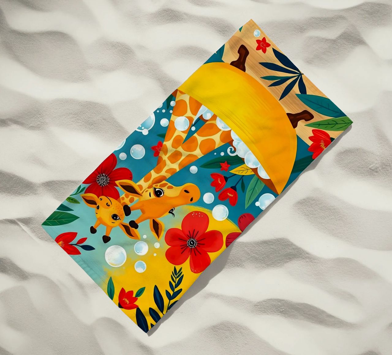 GIRAFFE NELLA VASCA DA BAGNO telo mare da ARTOMATIC