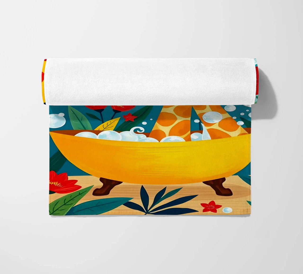 GIRAFFE NELLA VASCA DA BAGNO telo mare da ARTOMATIC