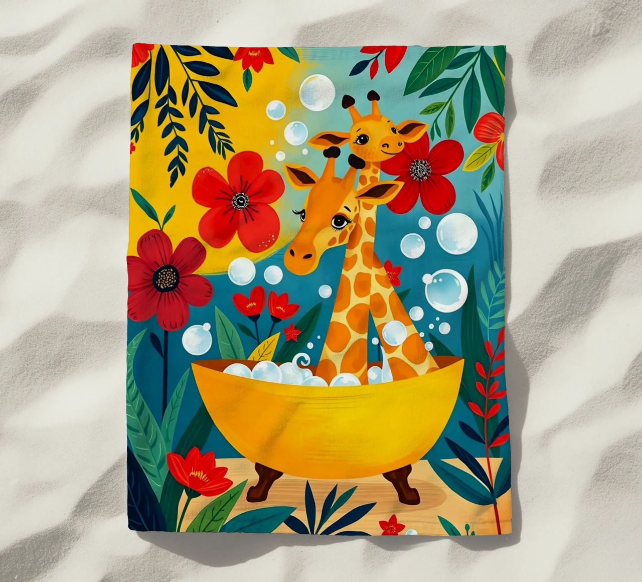 GIRAFFE NELLA VASCA DA BAGNO telo mare da ARTOMATIC