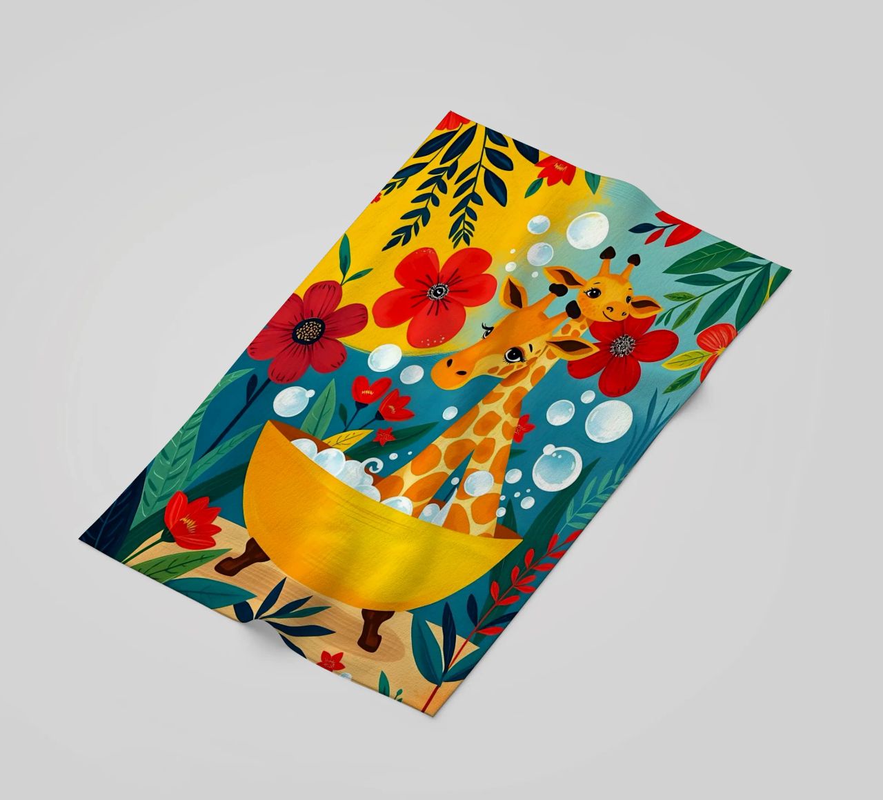 GIRAFFE NELLA VASCA DA BAGNO telo mare da ARTOMATIC