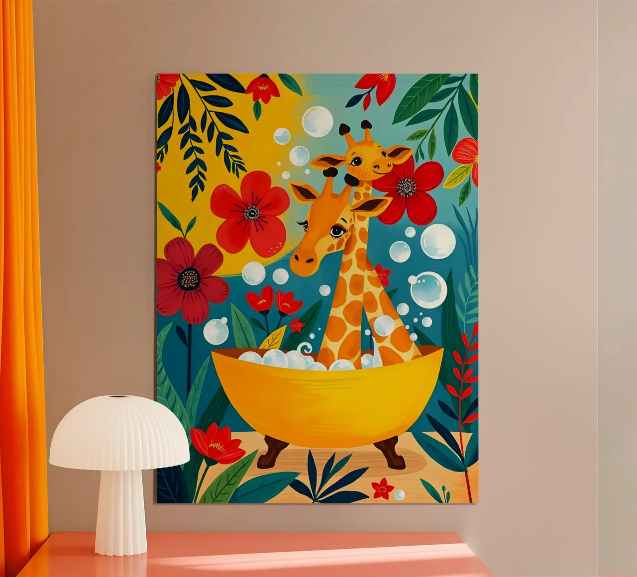 GIRAFFE NELLA VASCA DA BAGNO poster da ARTOMATIC