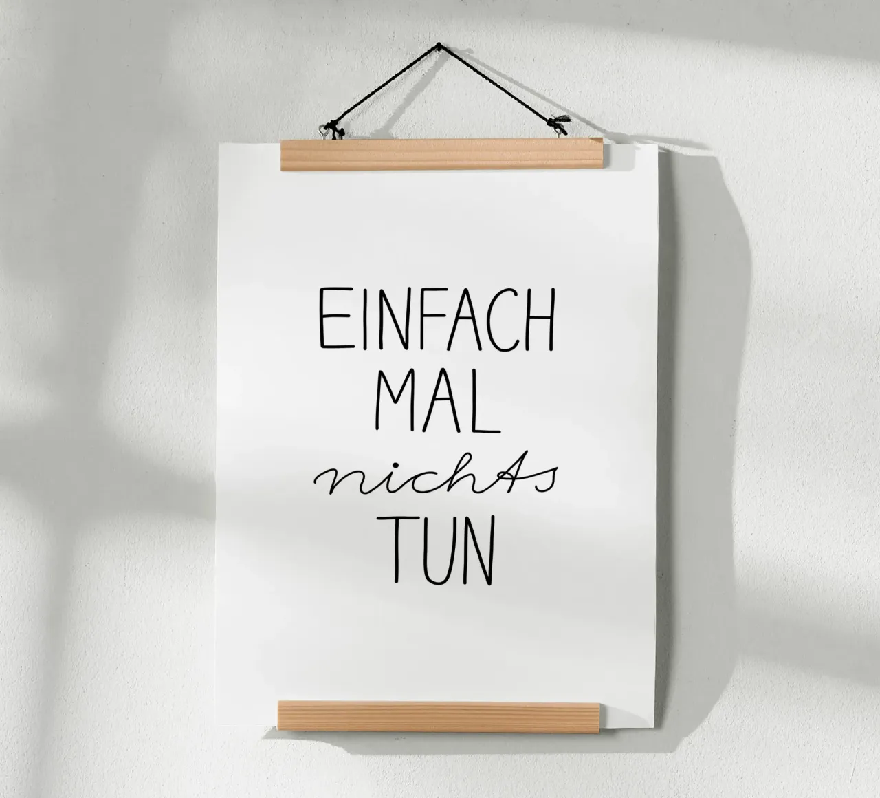 Einfach Mal Nichts Tun | Schwarzweiß Typografie Modern poster met kunststof frame van Kathrin Woo Design