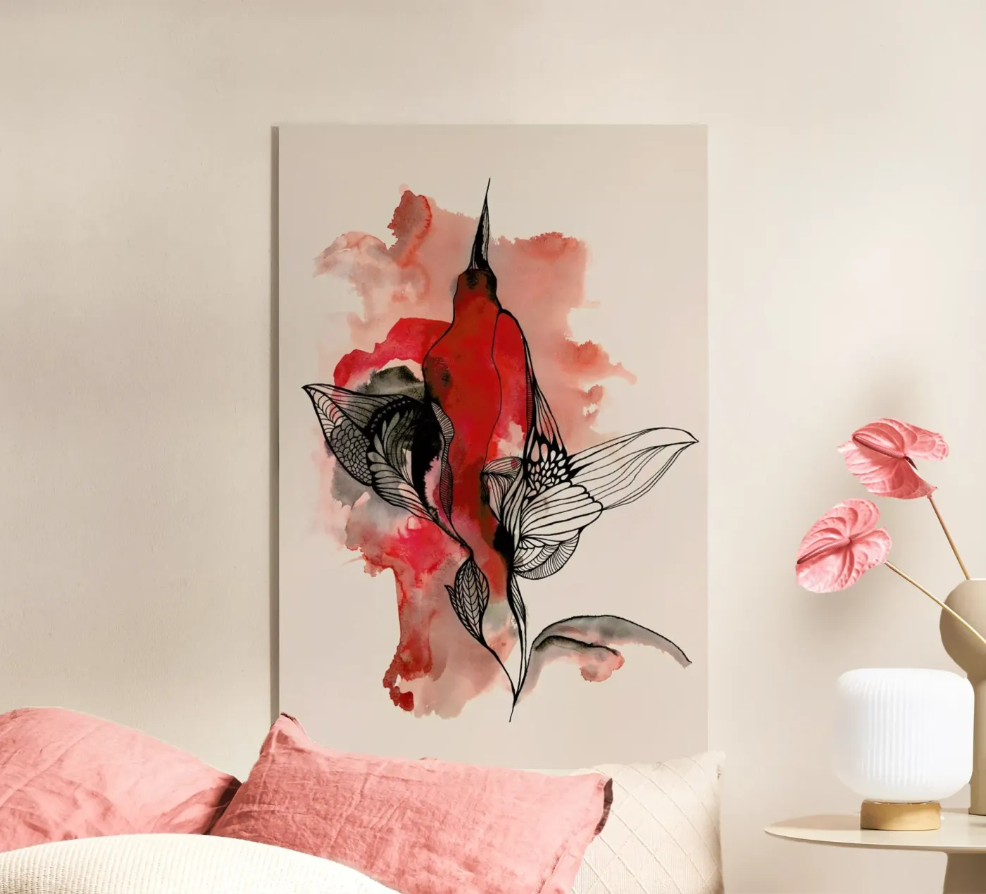 Red Bird acryl van Klaus with K