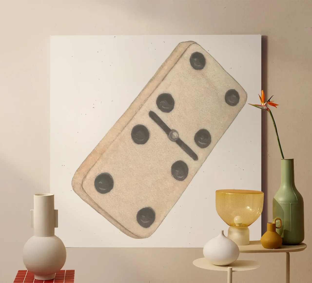 Stoute Bunny DTMF Cream Domino's Spel V2 canvas met Baklijst van heatherloulin