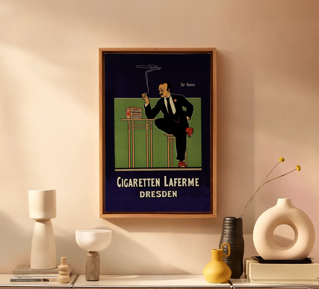 German poster for Cigarettes Laferme - Fritz Rehm tela con Cornice a cassetta da Artokoloro Quint Lox Ltd