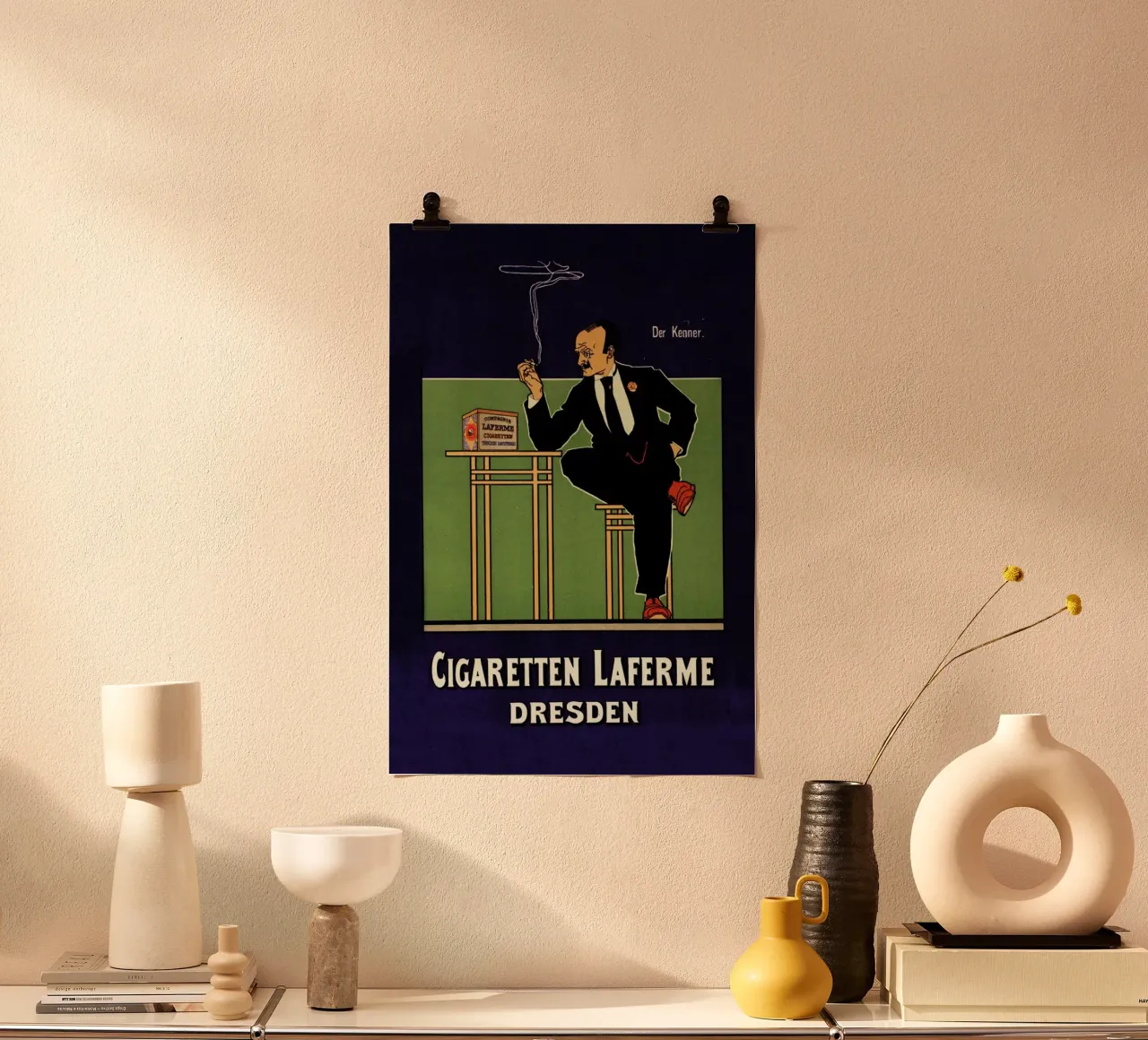 German poster for Cigarettes Laferme - Fritz Rehm poster con telaio in legno da Artokoloro Quint Lox Ltd