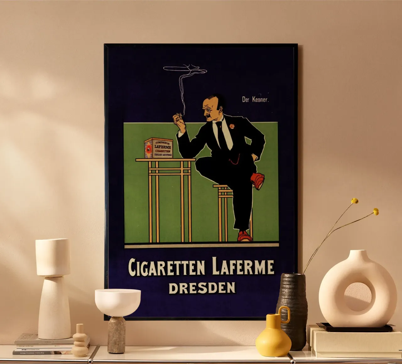 German poster for Cigarettes Laferme - Fritz Rehm poster con telaio in legno da Artokoloro Quint Lox Ltd