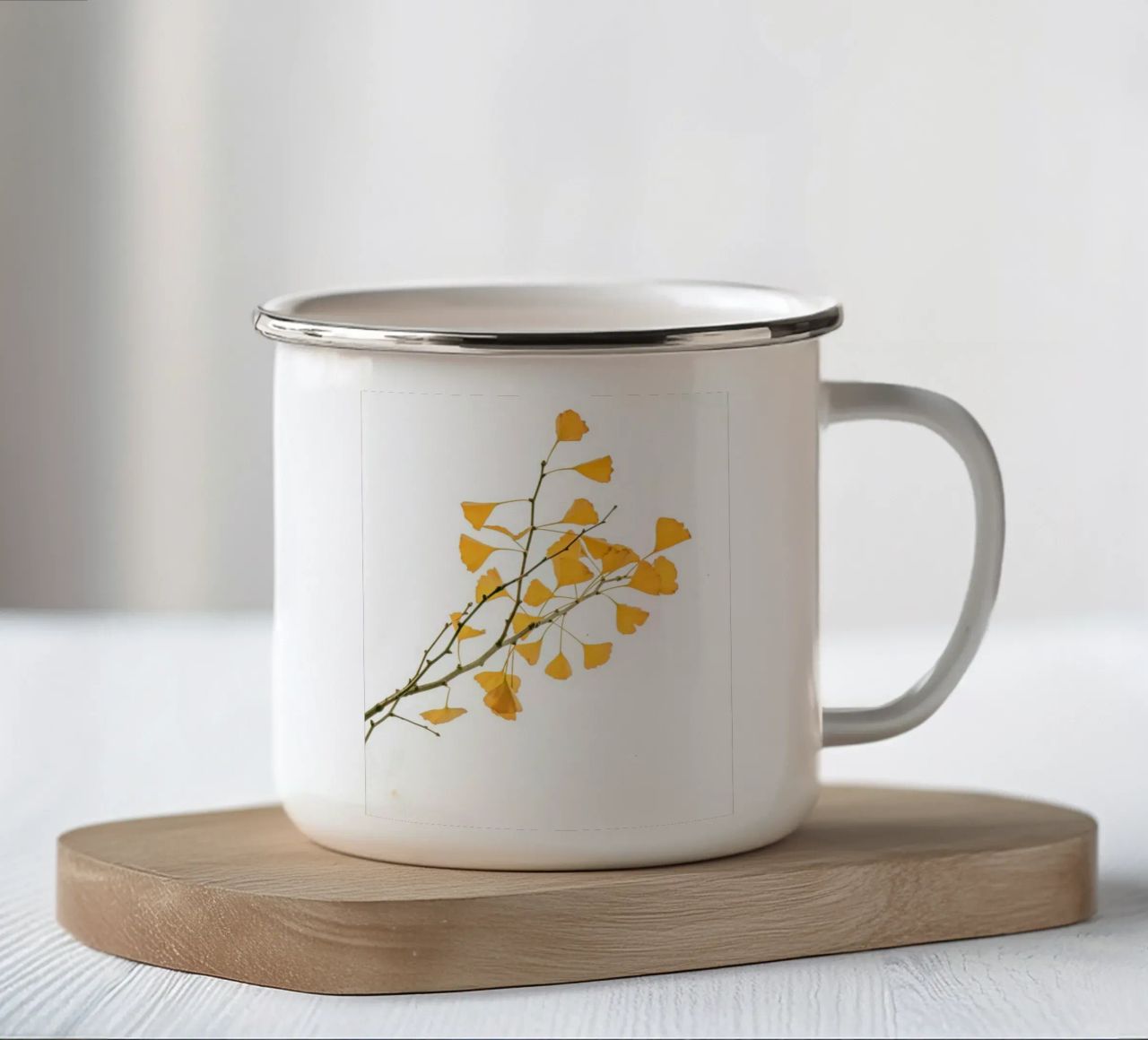 Ramo del ginkgo biloba tazza in smalto da Teresa André