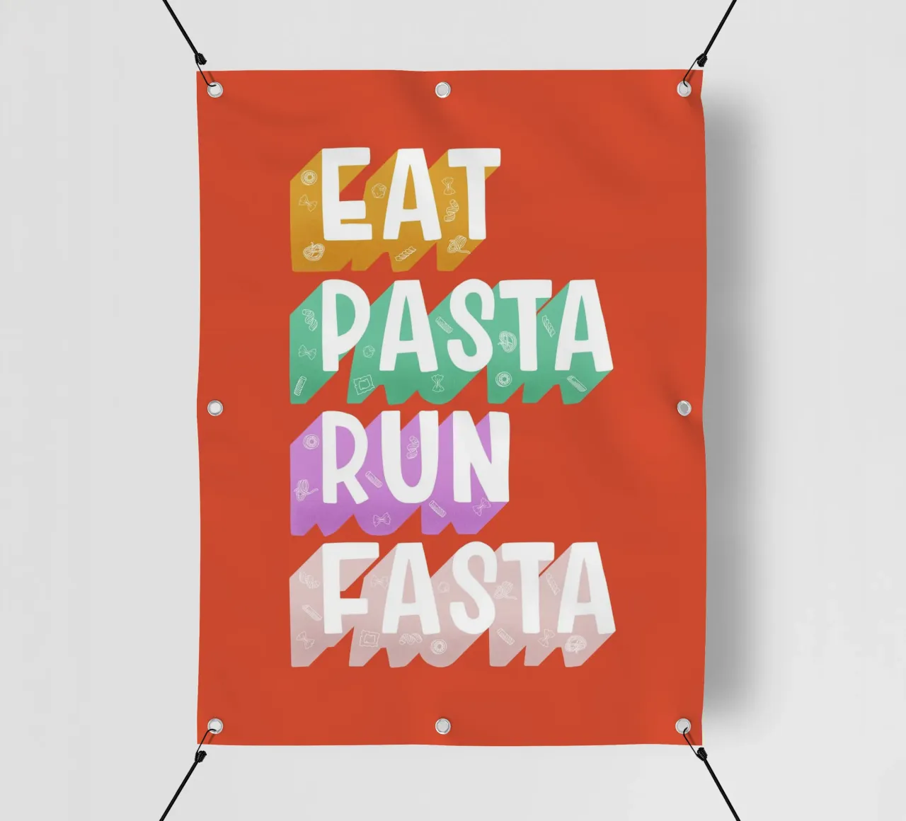 Eat Pasta Run Fasta - Funny Bright Fitness Typography pvc cover by showmemars
