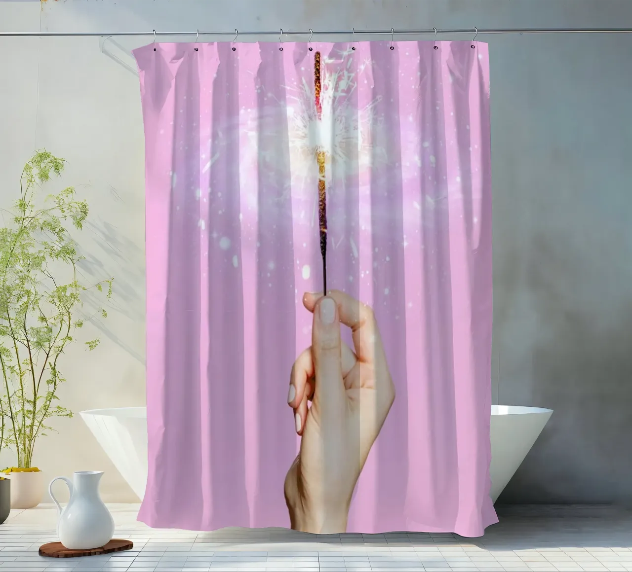 Sparkler Universe tenda da doccia da Paul Fuentes Design