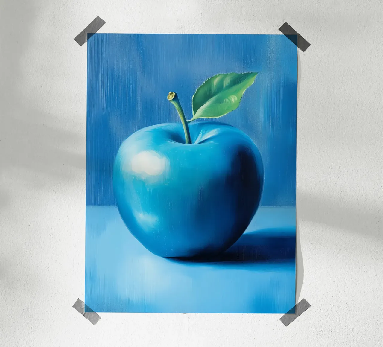 Blauer Apfel Poster mit Kunststoffrahmen von Spice & Style