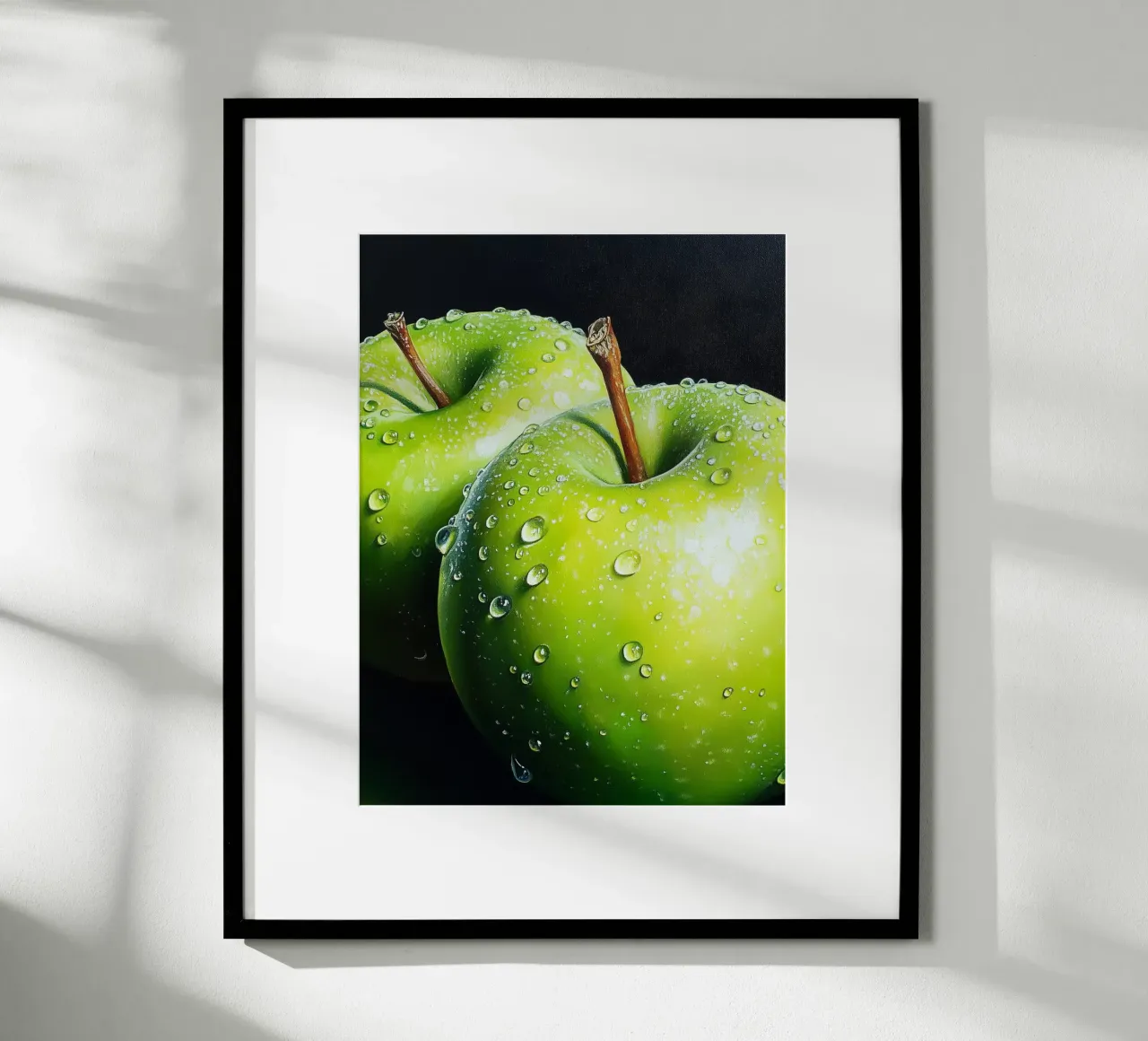 Mele verdi fresche poster con telaio in legno da Spice & Style
