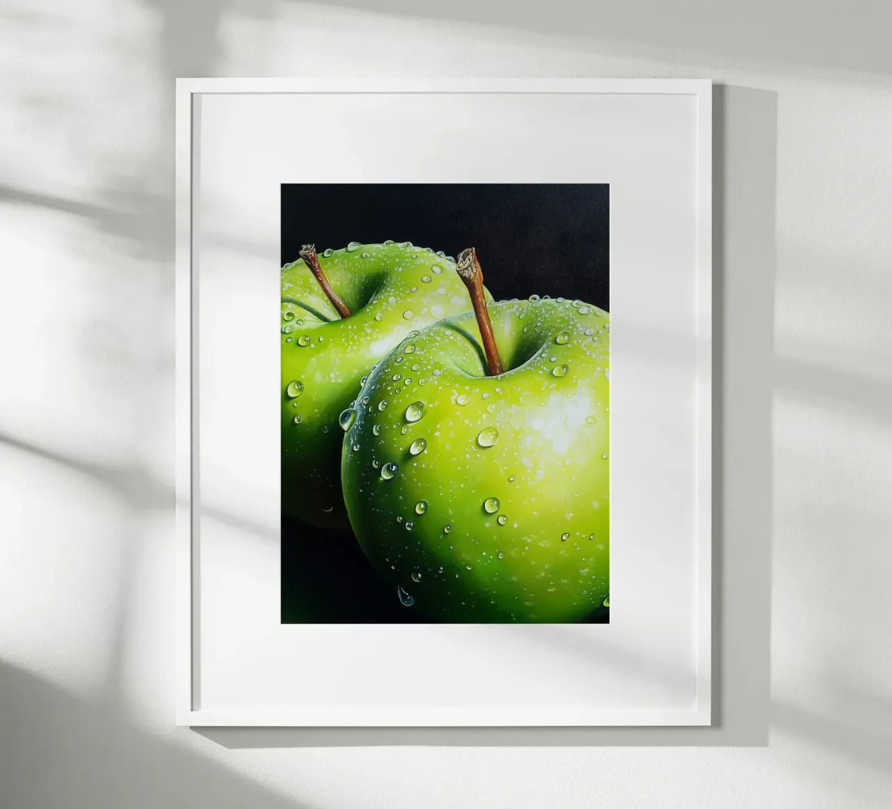 Mele verdi fresche poster con telaio in legno da Spice & Style
