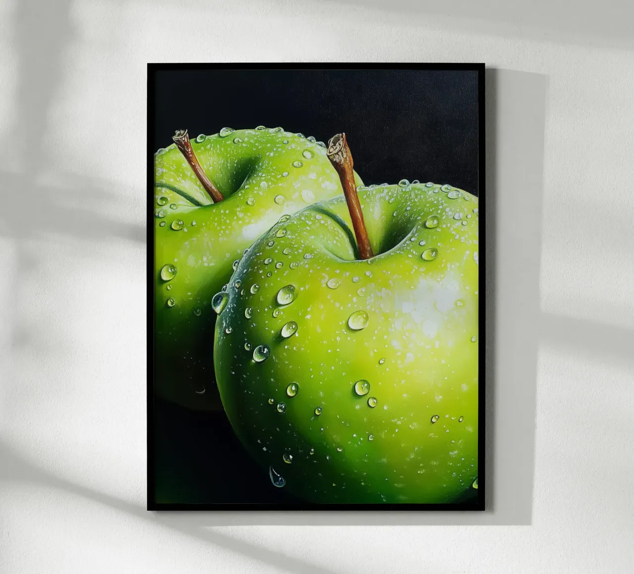 Mele verdi fresche poster con telaio in legno da Spice & Style