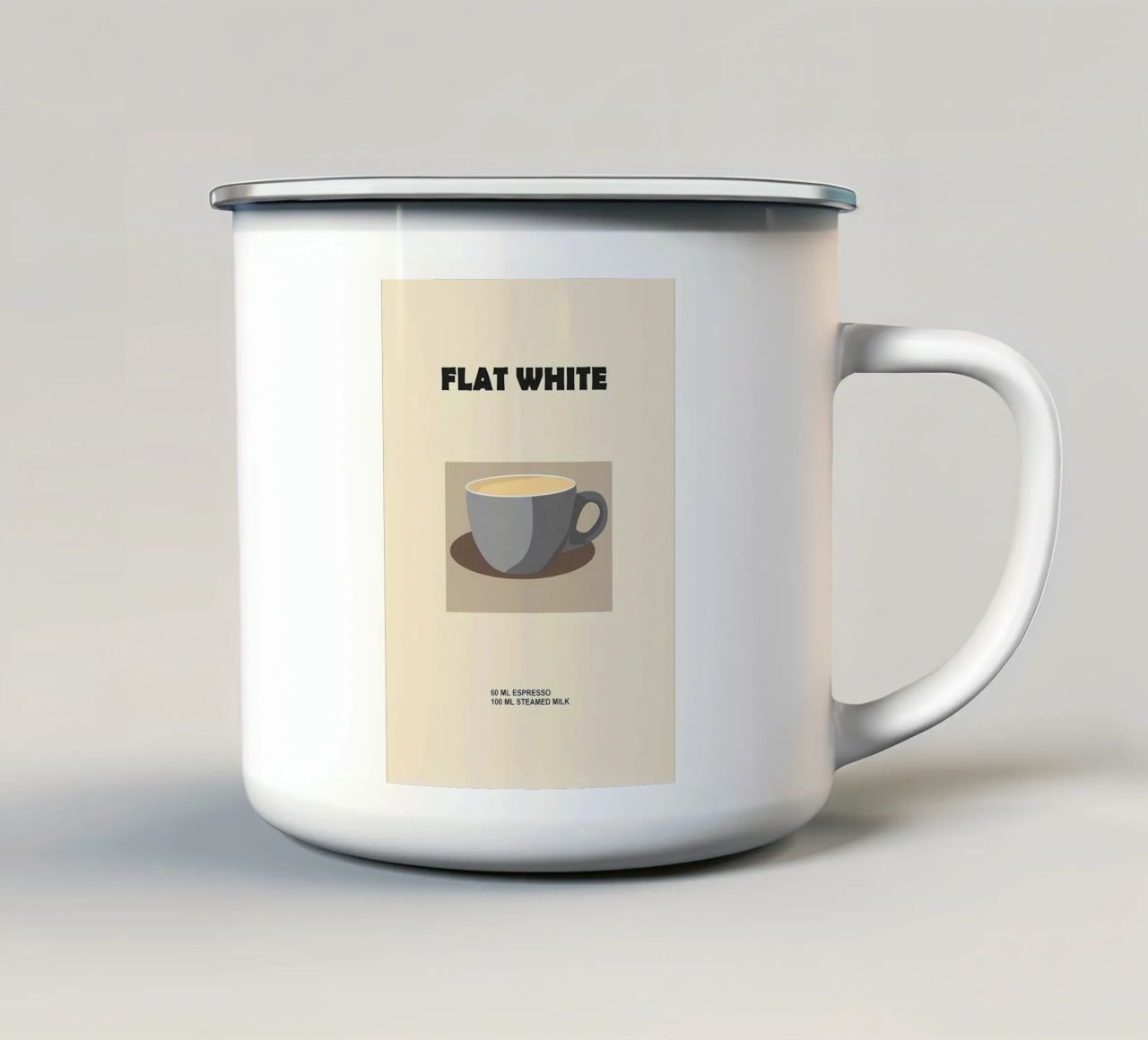 caffè bianco piatto tazza in smalto da Book