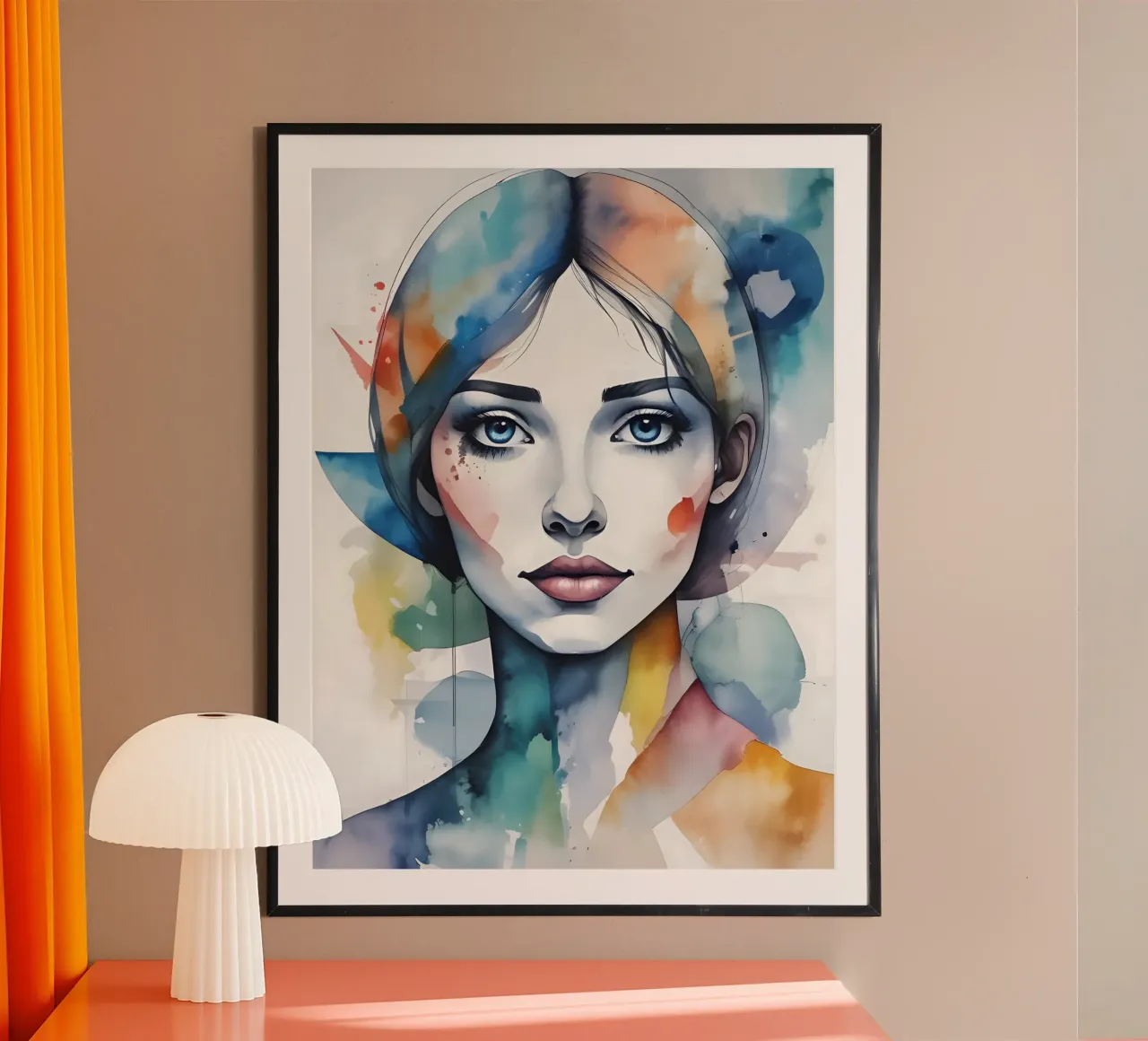 Ragazza acquerello minimalismo poster da Minimalism