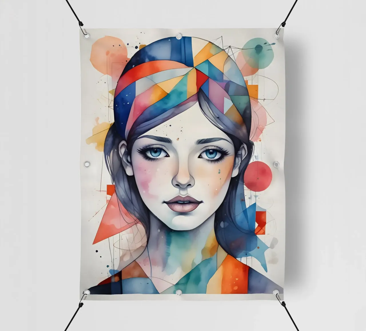 Ragazza acquerello minimalismo 01 telo in pvc da Minimalism