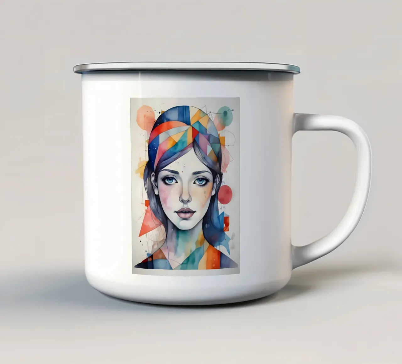 Ragazza acquerello minimalismo 01 tazza in smalto da Minimalism