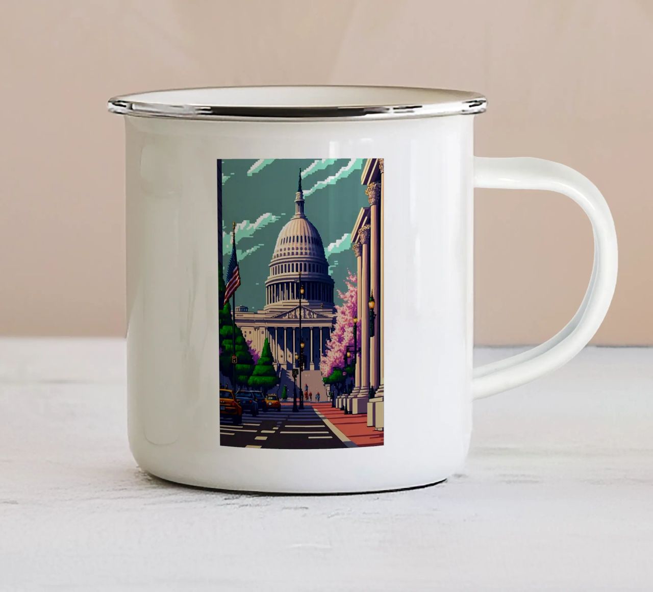 Washington Pixel art tazza in smalto da Bernotas