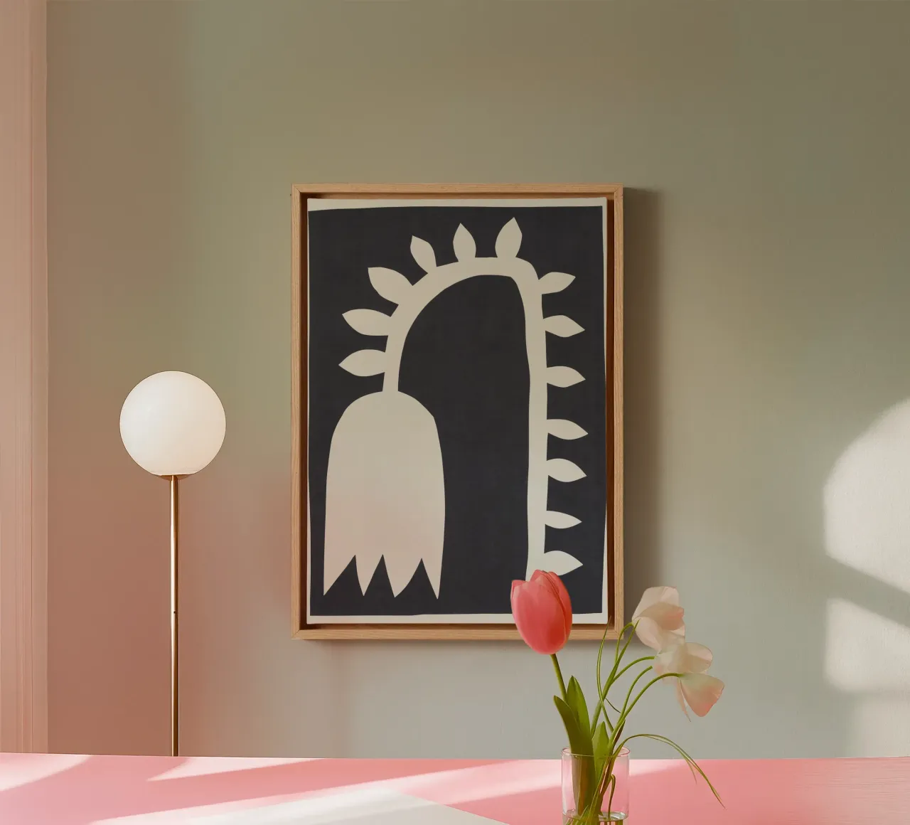 Zwarte Tulp #2 canvas met Baklijst van Alisa Galitsyna