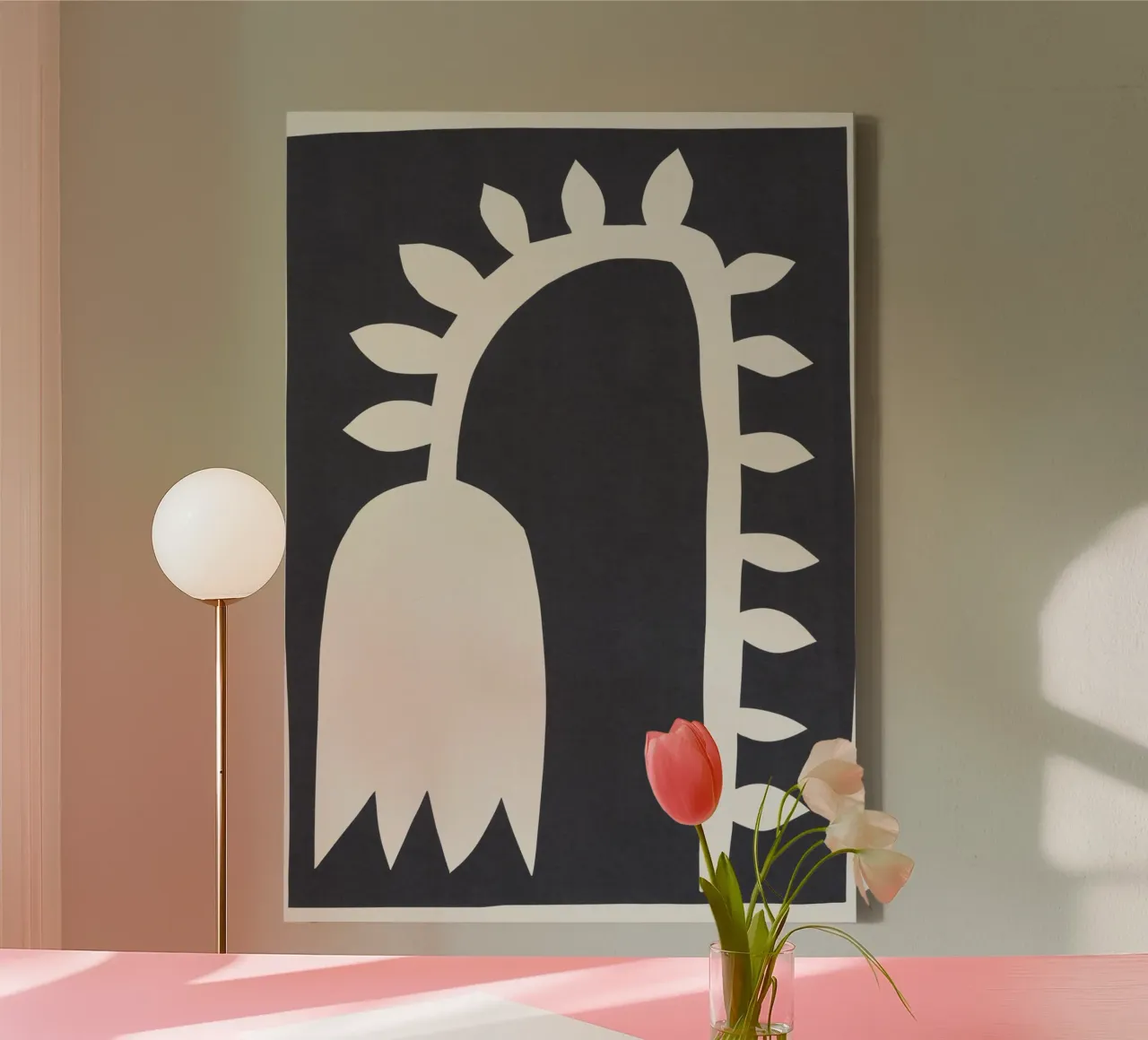 Zwarte Tulp #2 canvas met Baklijst van Alisa Galitsyna