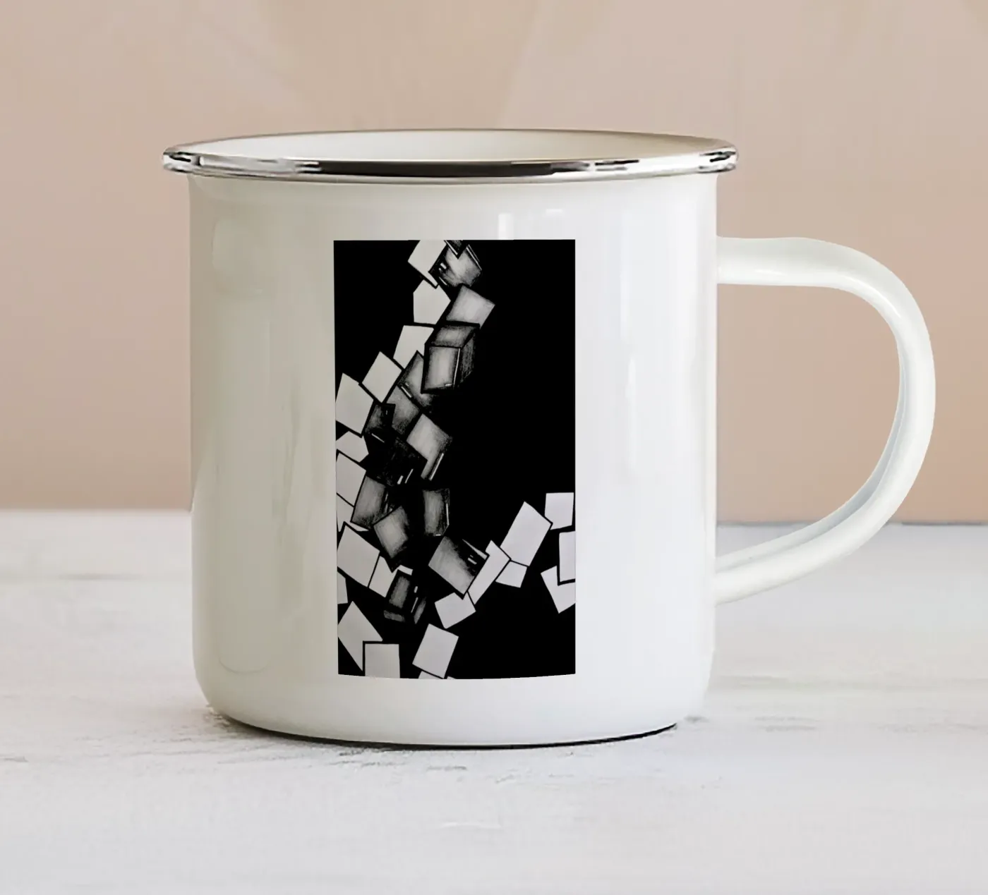 CUBES emaille mok van FRITSCH&FRITSCH