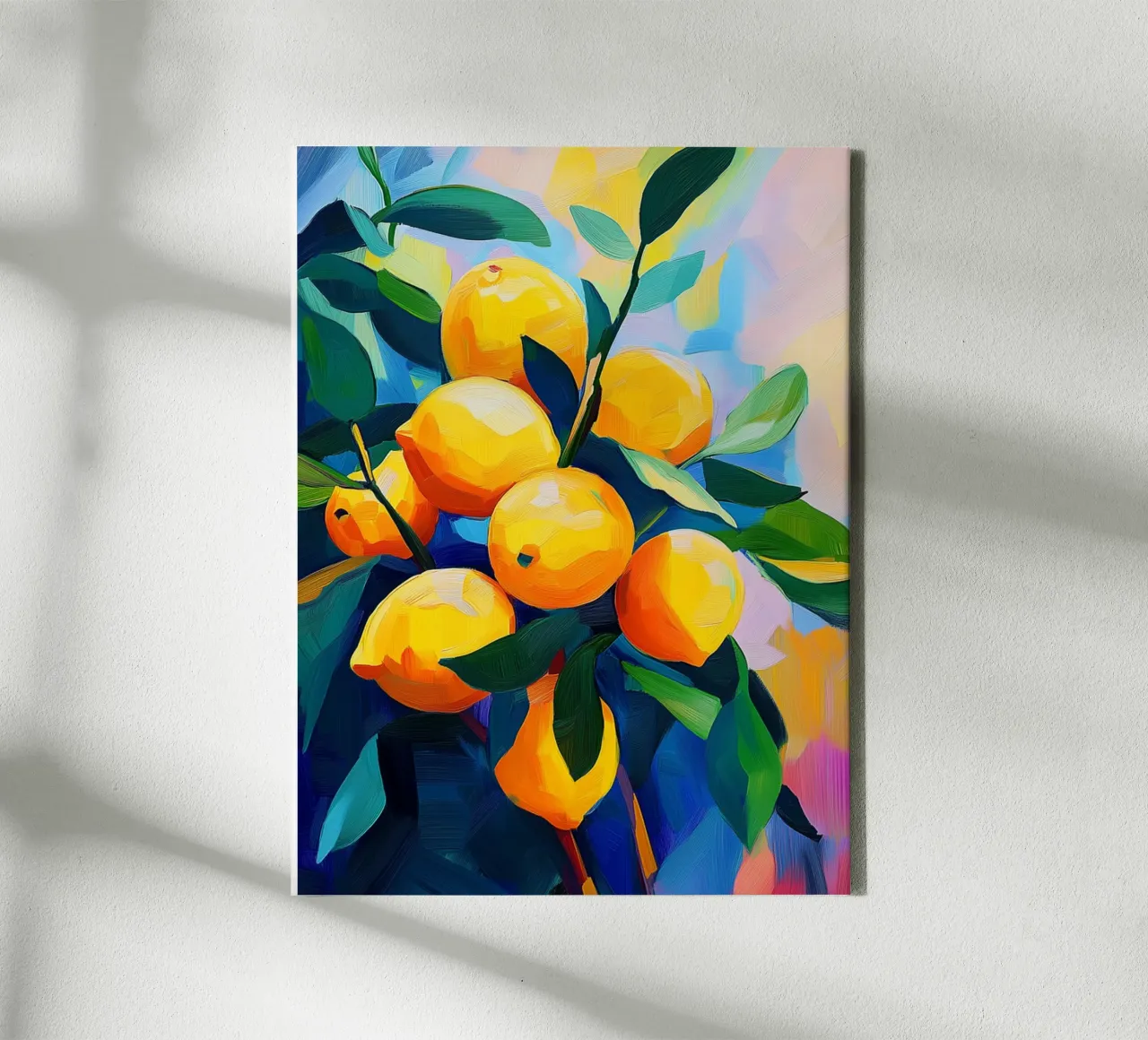 Colourful lemon tree canvas with Floater frame by Spice & Style