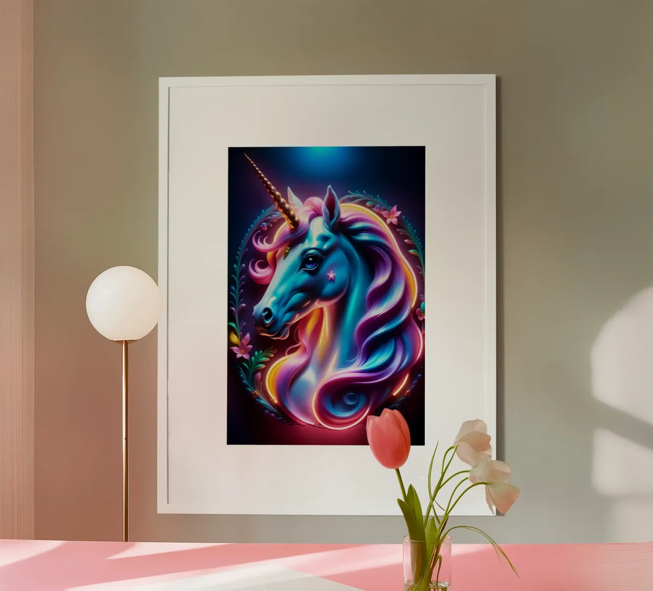 Unicorn poster con telaio in alluminio da MakArena