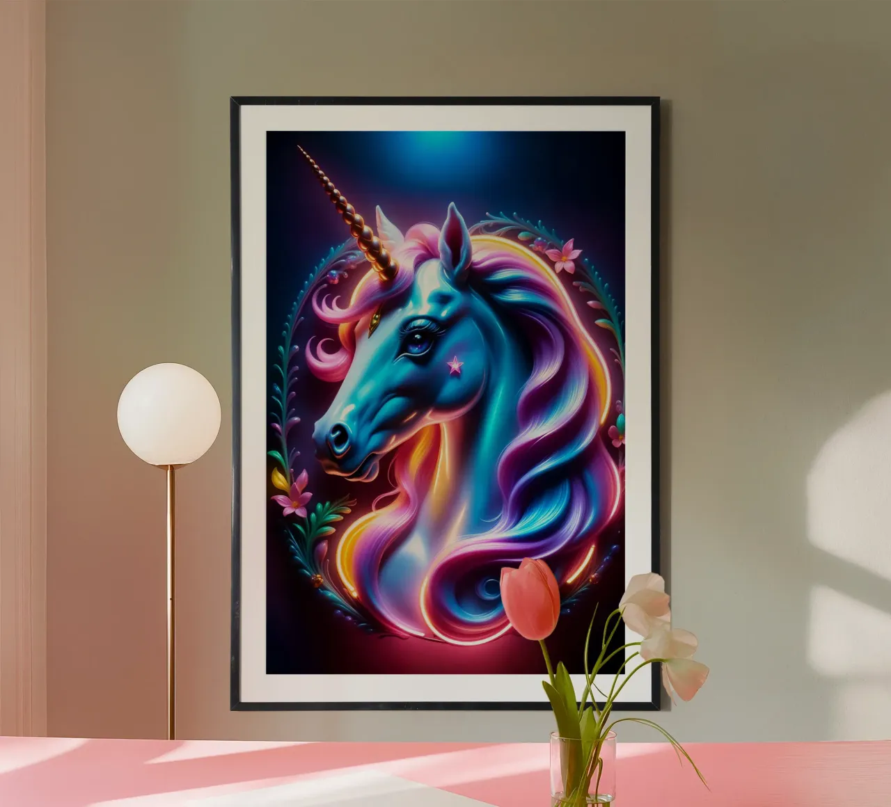 Unicorn poster con telaio in alluminio da MakArena