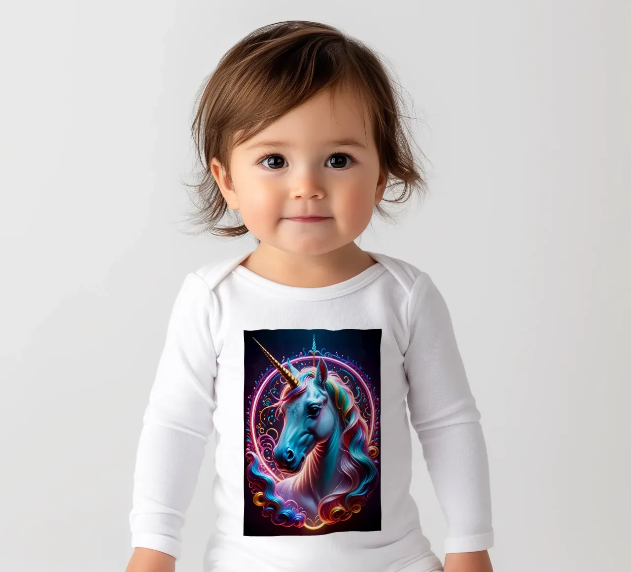 Einhorn-Kunst Langarm Babybody von MakArena