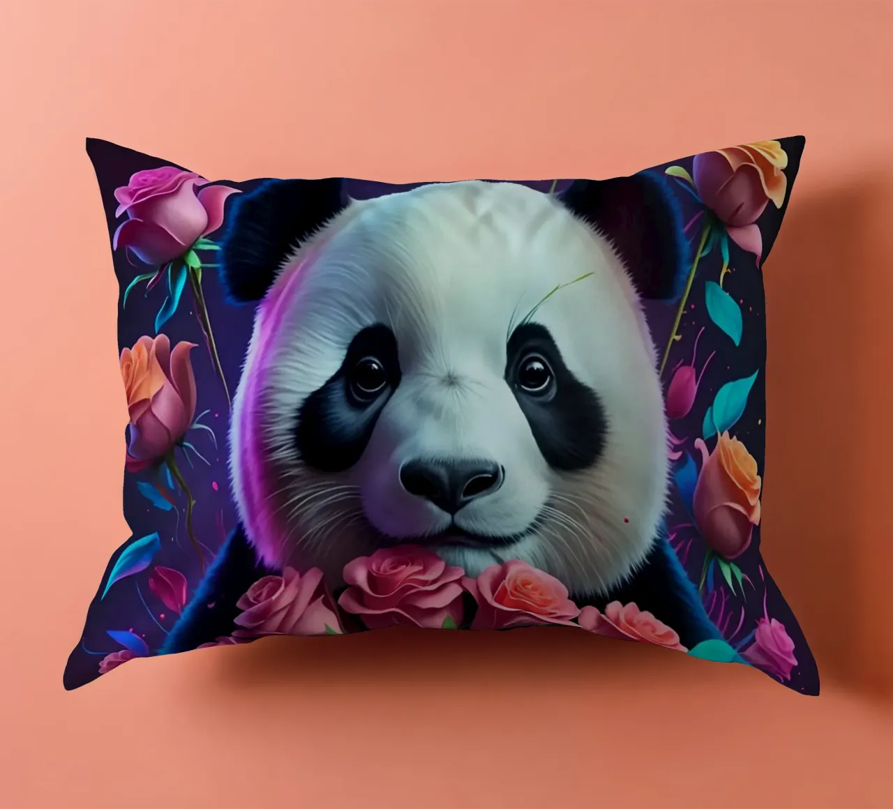 Panda con rose cuscino da MakArena