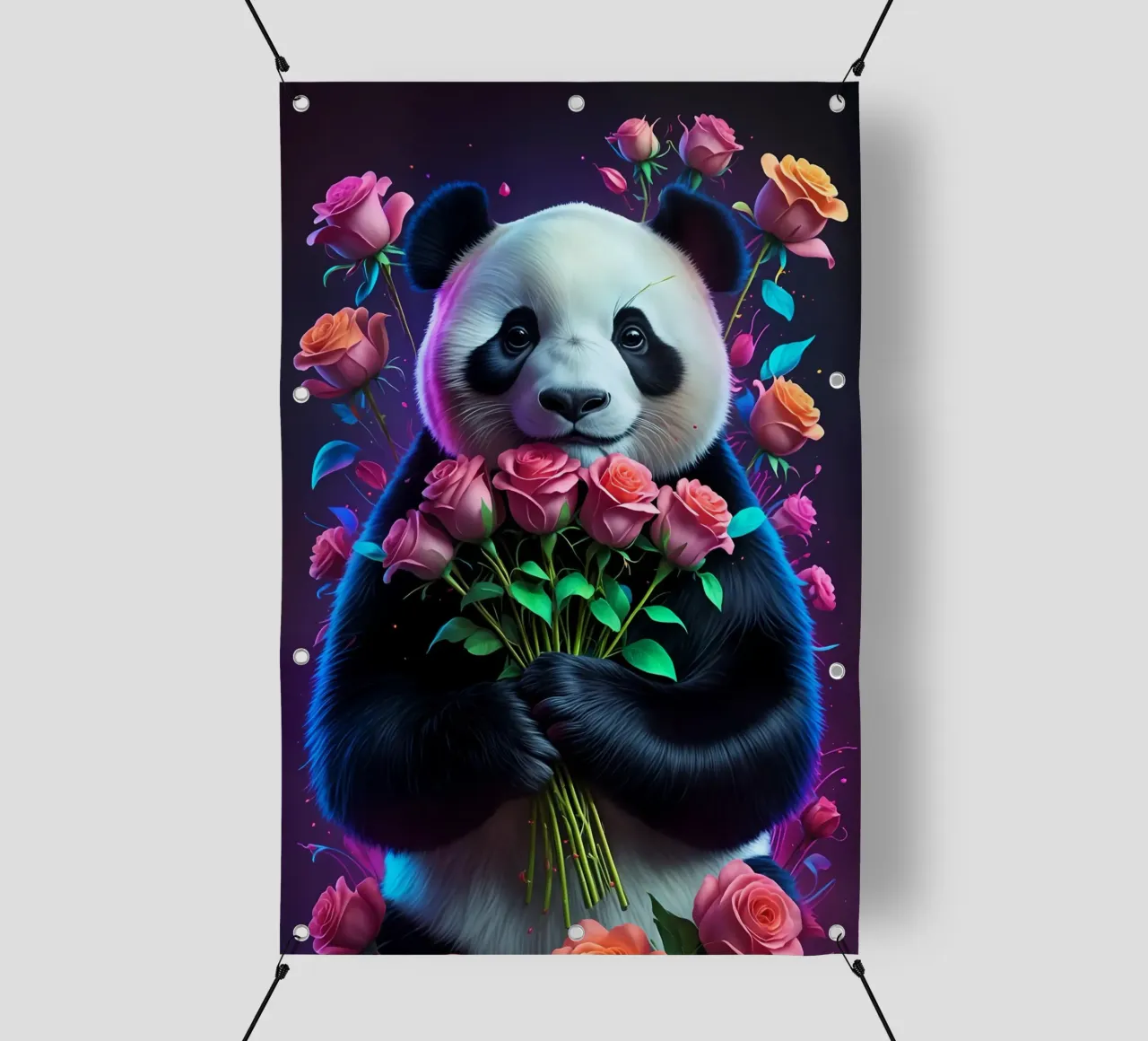 Panda con rose telo in pvc da MakArena