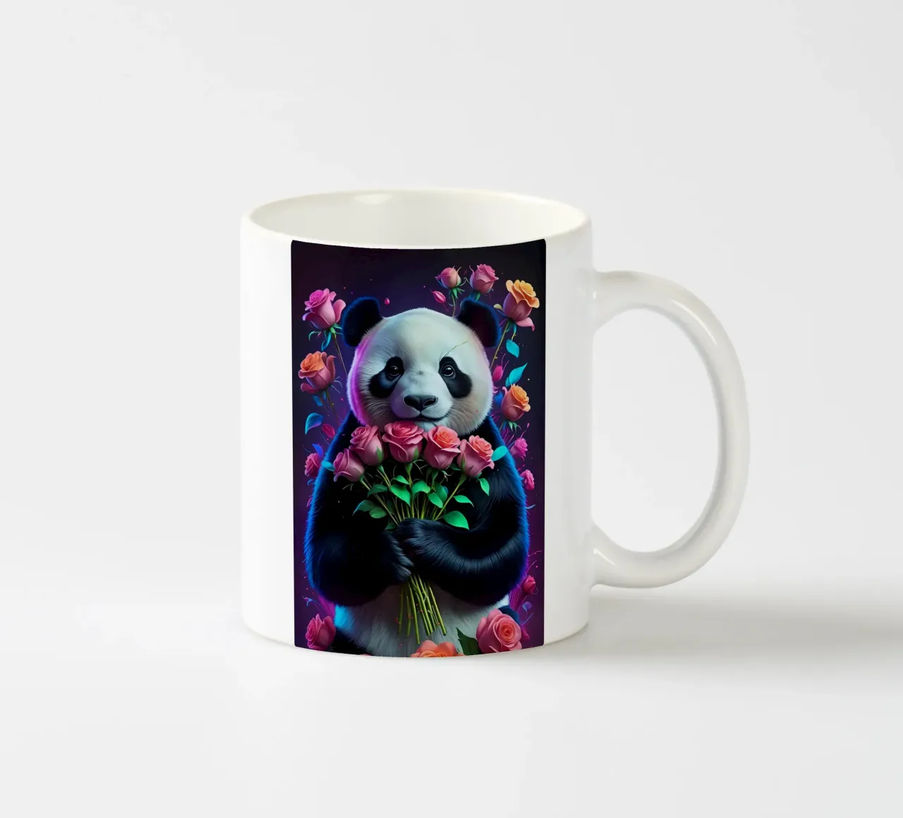 Panda con rose tazza in ceramica da MakArena
