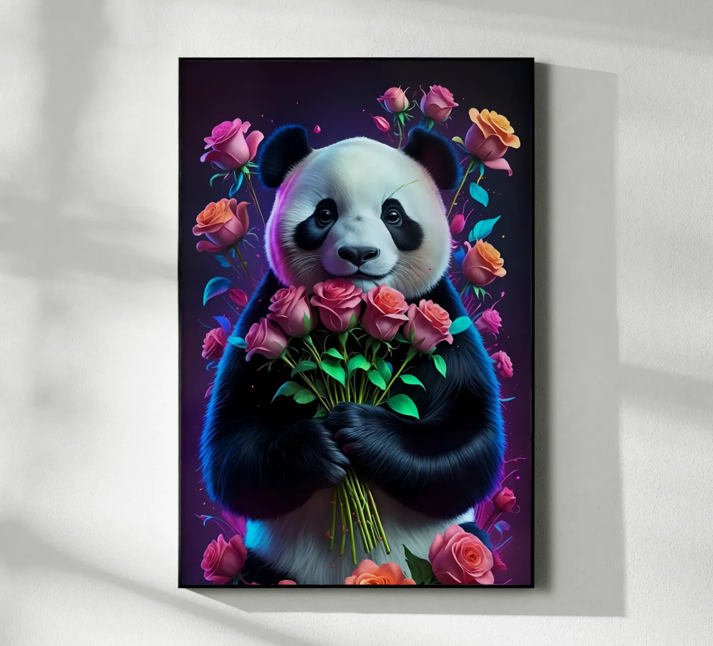 Panda avec des roses plexiglas de MakArena