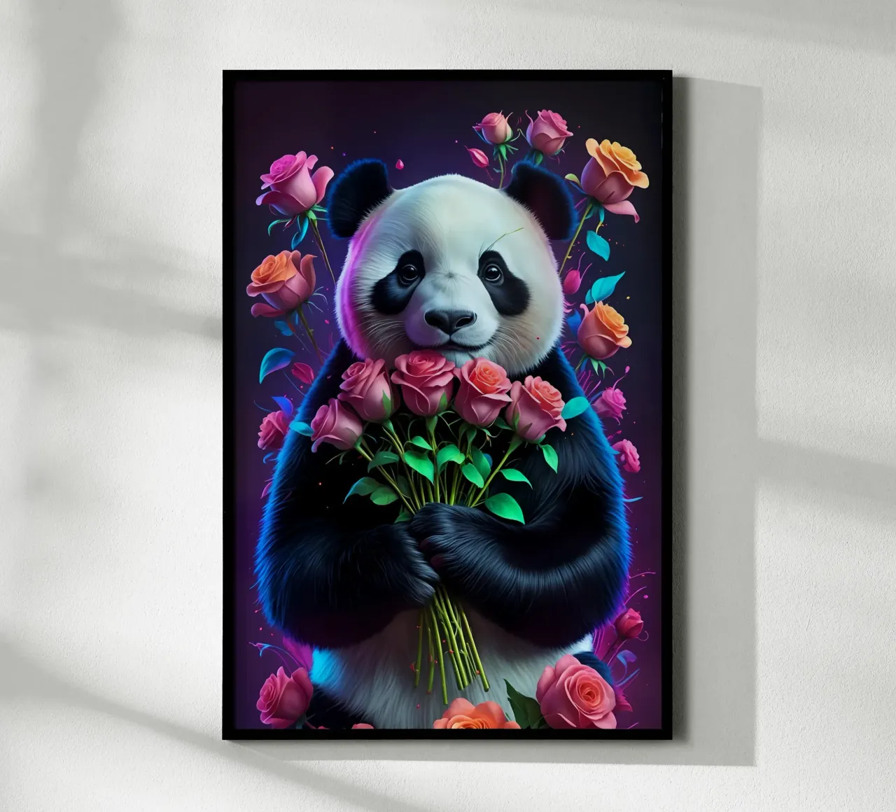 Panda con rose carta hahnemühle da MakArena
